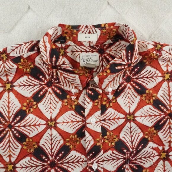 J.Crew Floral Print Button Up Shirt Mens Large Slim Fit Multi Color - Picture 4 of 10